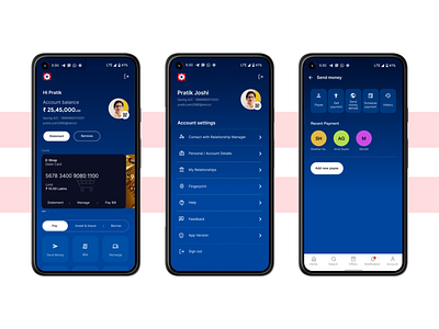 HDFC app redesign android app application banking blue blue theme branding dashboard design finance hdfc bank product design ui ux