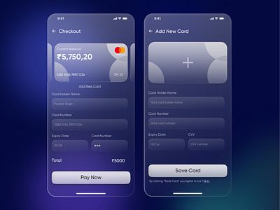 Glassmorphism Credit Card UI Design.