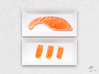 Salmon 🍣 ceramics dish food ps wacom