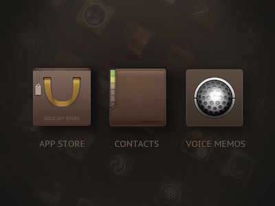 Icon：app store、contacts、voice memos icon material skeuomorphism