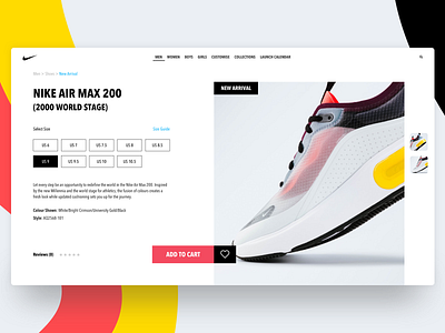 Nike New Arrival Product Page concept design dribbble ecommerce shop flat landingpage minimal nike product page shoes sneaker ui ux web website