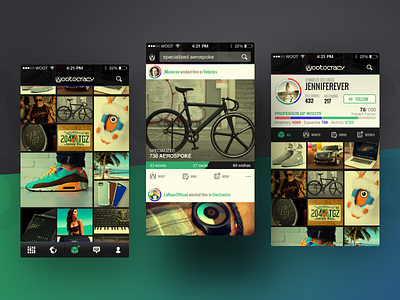 Wootocracy - App Design app feed grid iphone mobile product profile social ui ux