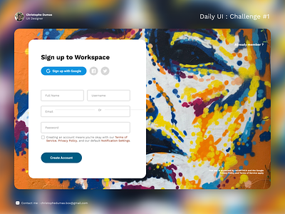 Daily UI 01 : Sign up christophe dumas color dailyui dailyuichallenge design figma graphic interface ui uidesign ux web