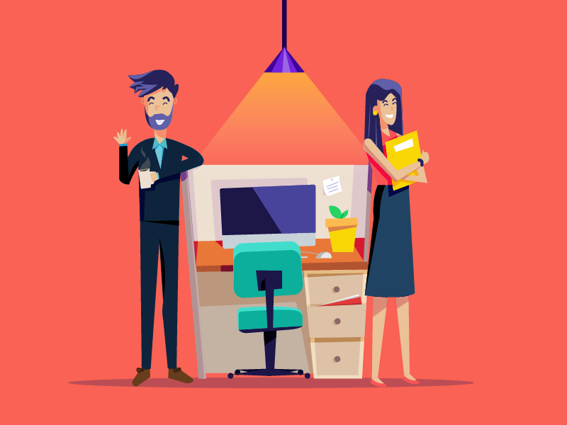 Welcome to ClearTax. The easy way to e-file ITRs work station cubical employee corporate character design vector