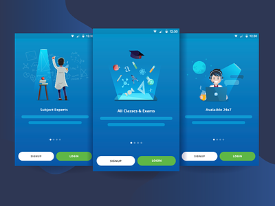 Onboarding experience for the new "Doubts on Chat" with Toppr e learning ease illustration tech ui vector