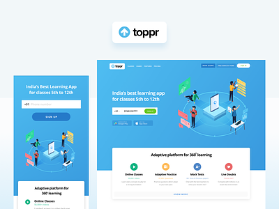 The new toppr.com adaptive character e learning ease education exams future homepage illustration india learning lectures marketing practice story telling tech ui ux vector video