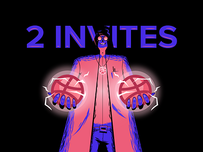 Hey hey hey. Got 2 more invites to give away experiment illustration invites mad scientist vector