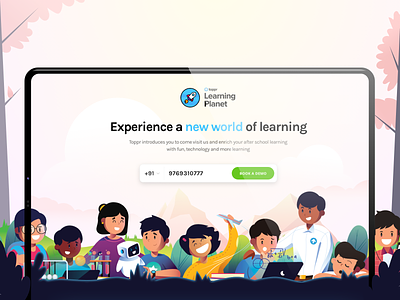 "Learning Planet" a co-learning space book children co learning ed tech education illustration join learning marketing site school sign up tech ui vector visual design