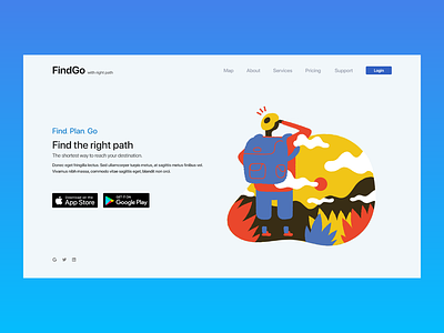 FindGO - Landing Screen android app design illustration ios landing page ui ui design web