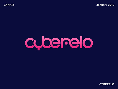 Cyberelo Logo custom cyber cycling fun game logo logotype pink typography