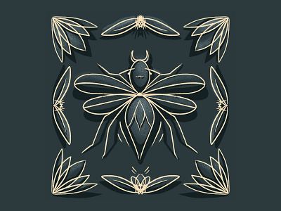 Bug 1 bug bugherd character gold insect line procreate style texture