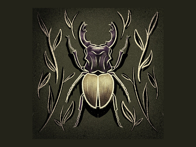 Bug 3 beetle illustration plant procreate pumpkin purple scarab shadow texture virus yellow