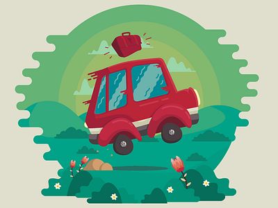 Driving through the bush car driving illustration illustrator vector