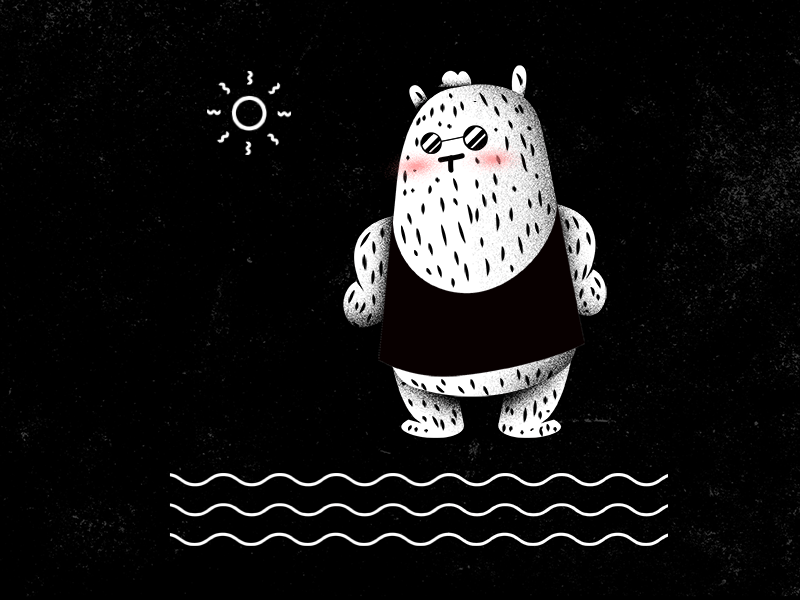 Polar Night bear cute illustration line night polar shapes ∆