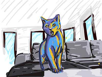 Cat tastic art deco cat color illustrator sketch vector