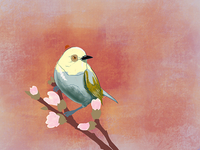 Little blue jobby bird brushes color cute experiment flowers graphic design illustration new pretty procreate style sweet