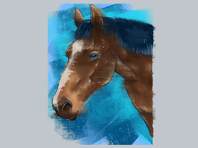 I said good neigh sir! blue eyes horse illustration procreate pun smudge