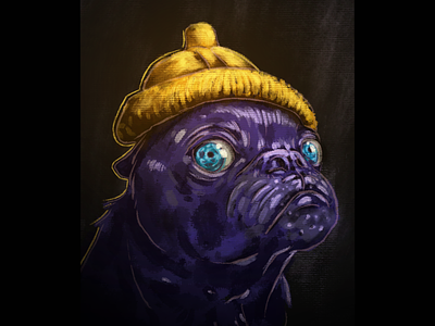 It's a Pugs life, that's what i'm told character contrast dog doodle drawing eye eyes flavour illustration illustrator light lighting procreate puppy purple texture user yellow