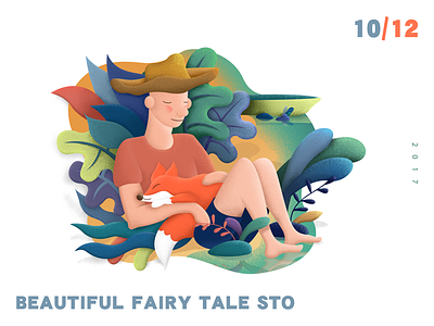 Man and fox／2 beautiful fairy fox fun illustration man tale