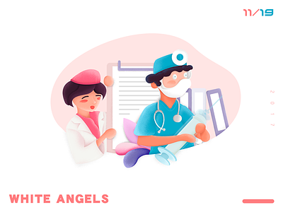 White angels and doctors equipment folder illustrations nurses sacred work