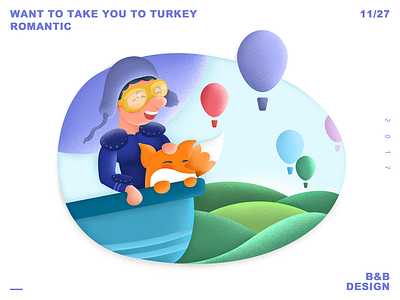 Want to take you to Turkey romantic balloon beautiful fox helium illustration man turkey