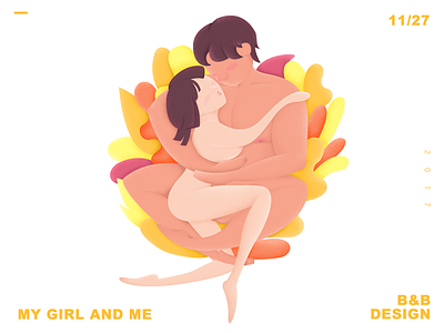 My girl and me couple illustration kissing love lover romantic