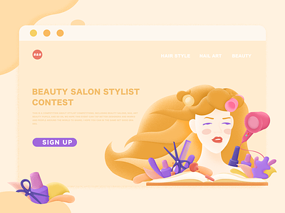 Beauty salon competition design dryer hair marilyn monroe nail polish scissors stylist