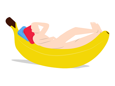 Banana 🍌 banana bananas design flat food human illustraion naked people people illustration relaxing thinking