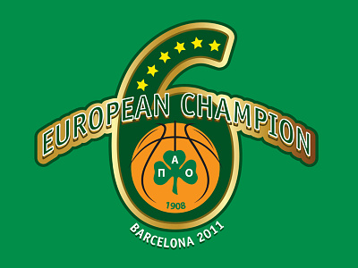 6 times European Champions basketball design euroleague graphic logo paobc sports