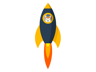 Fly me to the moon 🦊 design fox illustration illustrator minimalistic design rocket ui vector