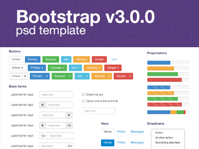 Bootstrap V3.0.0 bootstrap button css3 forms free freebie html psd slider ui ui kit webdesign