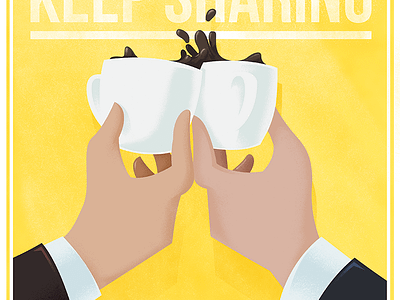 Coffee coffee drops hands illustration poster retro yellow