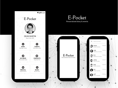 E Pocket android app design landing page personal profile ui ux