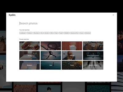 EyeEm - Immersive search concept minimalism photography product design search startup ui ux web web design