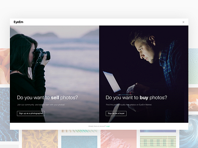 EyeEm - User registration concept branding form interface login minimalism photography product design registration typography ui ux web