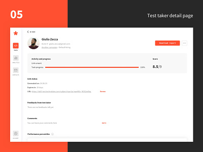 Greps case study - 05 - Test taker detail page dashboard design interface minimalism product design startup tech typography ui ux web