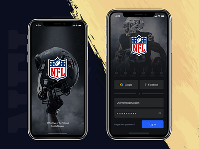 NFL application (Login) app design interface iphone x loading screen login mobile app nfl sport ui ux