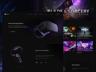 Oculus landing page design home page interface landing page product page ui ux web design