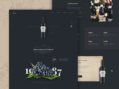 Le Vin website branding design home page interaction interface landing page one page product page typography ui ux uxui web design whitespace wine