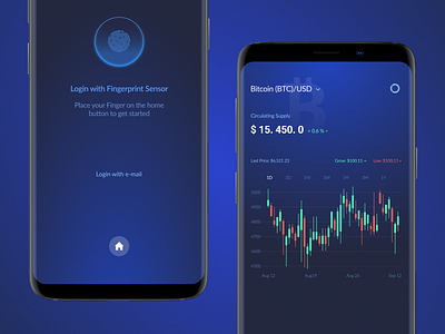Cryptoxen app app application clean cryptocurrency design graph interface mobile app touch id ui ux web design