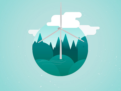 Wind turbines cloud illustration indie mountain wind turbines