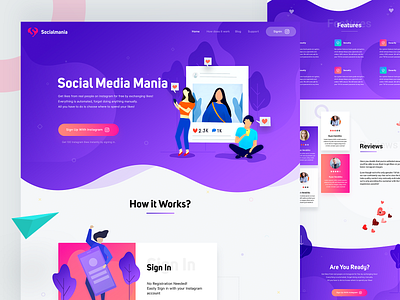 Social Media Marketing Landing Page gradient illustration instagram landing page marketing agency marketing automation marketing campaign marketing landing page social social app social campaign social media marketing trend 2018 web