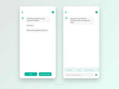 Chatbot - Symptom Checker app chat chat app chat bot chatbot chatbots design flat health health app healthcare medical medical app medical care medical design minimal symptom symptoms ui ux