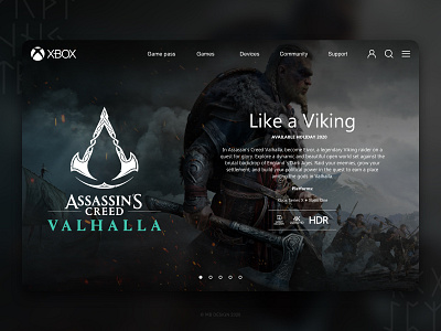 Assassin's Creed Valhalla - Xbox Store Web Redesign 2020 assassins creed design game game art game design games icon landing design landing page microsoft sketch typogaphy web web design webdesign website website design xbox