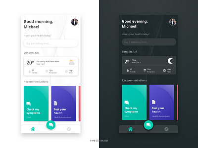 Day Vs Night - Homescreen Concept app app design design flat health health app health care healthcare healthy home home screen homepage design homescreen medical minimal ui ux ux ui uxdesign uxui