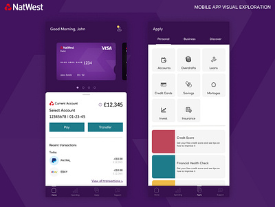 Natwest Mobile Banking App Exploration app banking branding challenge conceptual design finance flat logo minimal natwest redesign ui ux
