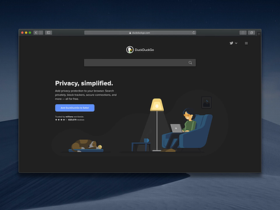 New Homepage dark theme homepage illustration privacy web