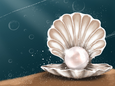 Pearl Illustration adobe photoshop art drawing illustration pearl photoshop rendering underwater