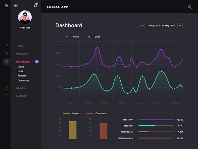 Dashboard for socialapp chart dashboard graphic socialapp