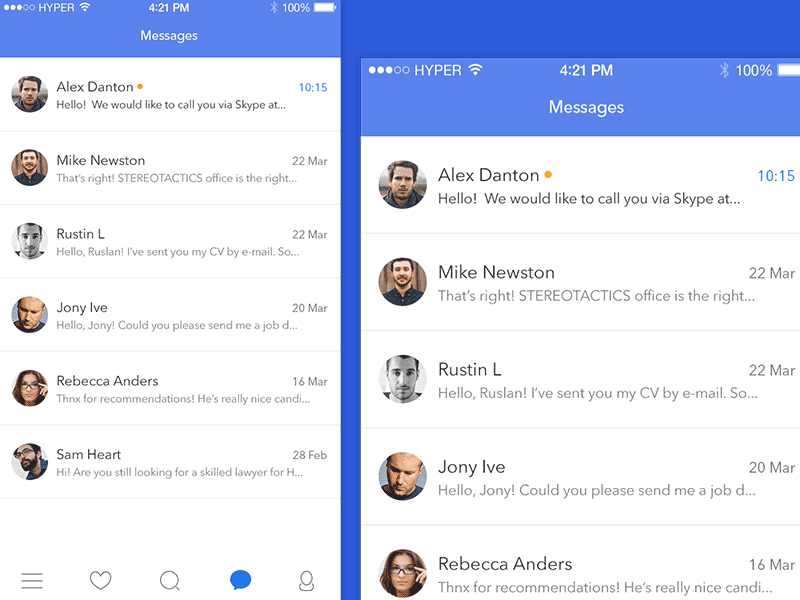 Search bar behavior animation chat clean ios search ui ux